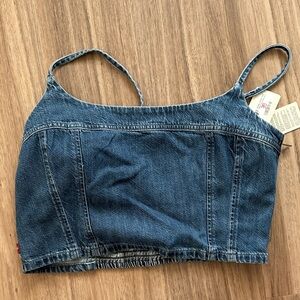 Levi Denim Crop Cami Top - Blue
